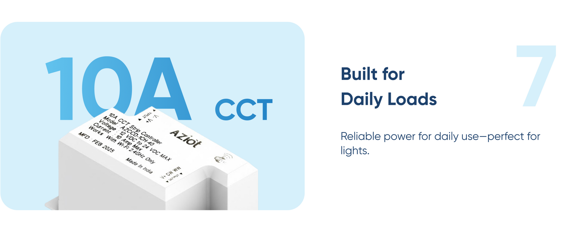 AZIOT 10A Smart CCT LED Strip Light Controller | WiFi | 12V-24VDC