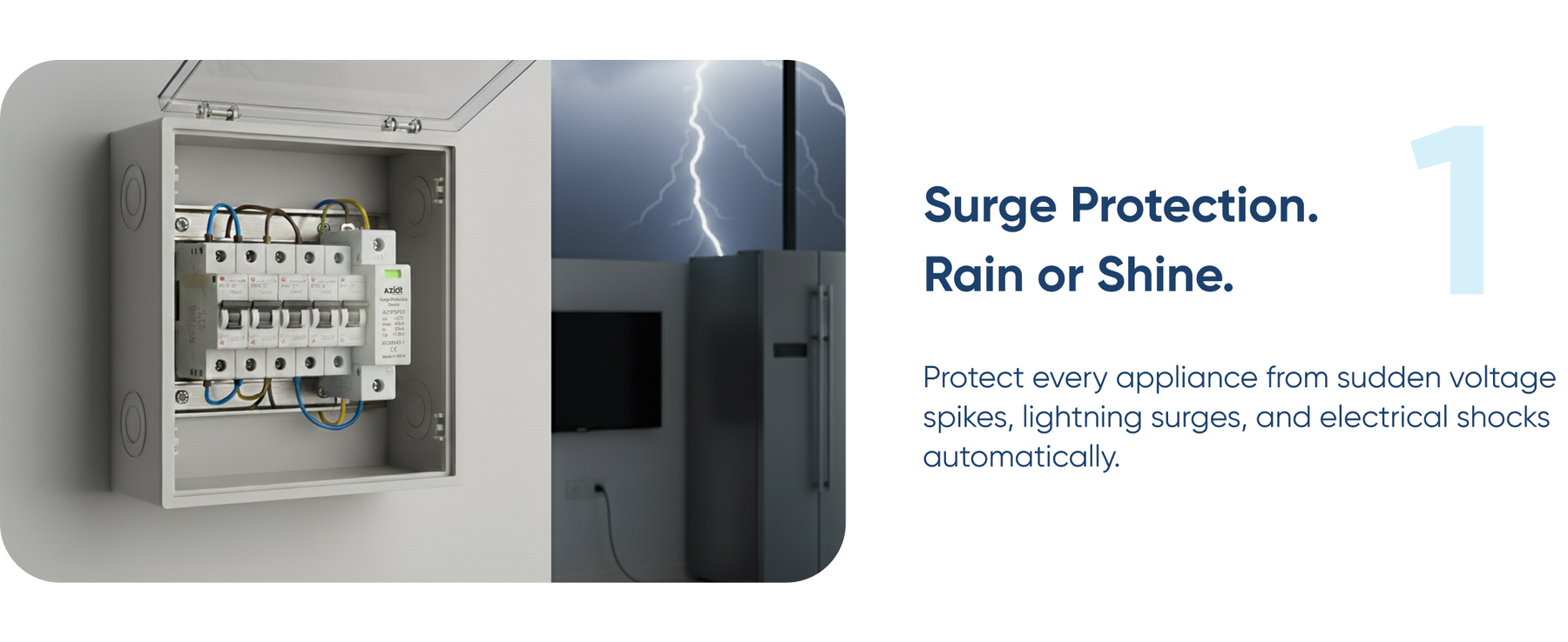 Aziot Single Phase 40kA Surge Protection Device (SPD) – Type 2 Class C Lightning Arrester for Home Panels | Line to Earth | 275V Nominal | IEC 61643-1 Compliant | DIN Rail Mount | Made in India