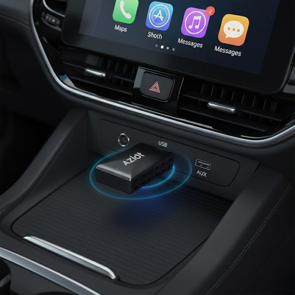 AZIOT Essence 2-in-1 Wireless Car Adapter, Convert Wired Android Auto & Apple CarPlay to Wireless, Plug & Play Bluetooth Receiver, Auto Connect, OTA Updates, USB-A & USB-C