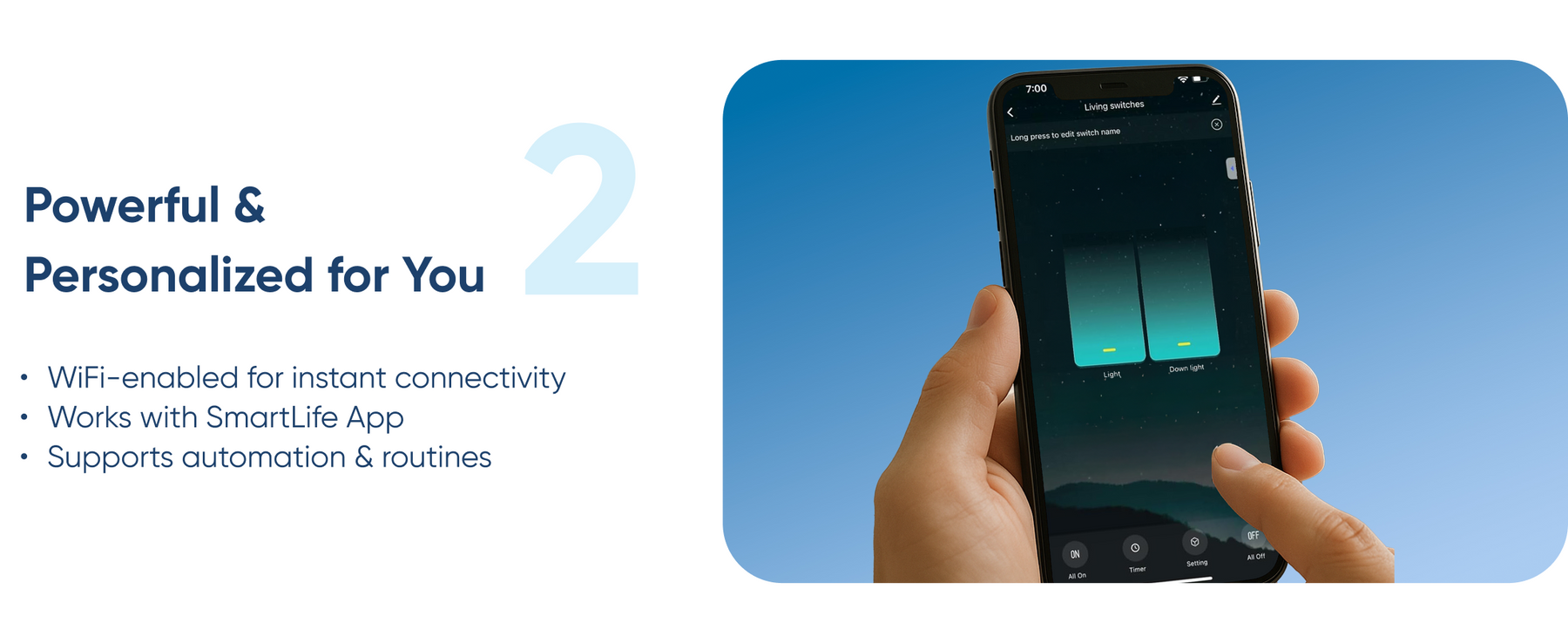 AZIOT Smart Modular 2 Way Gang Touch Switch (16 Amps each)- WiFi/Bluetooth