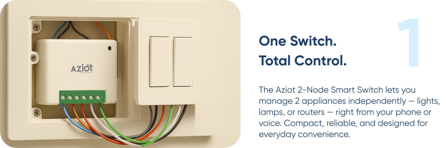 AZIOT 2 Node Smart Switch- WiFi/Bluetooth enabled
