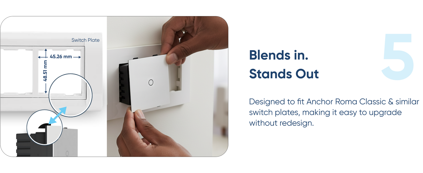 AZIOT SMART MODULAR 1 GANG TOUCH SWITCH (25 amps)- WiFi/Bluetooth
