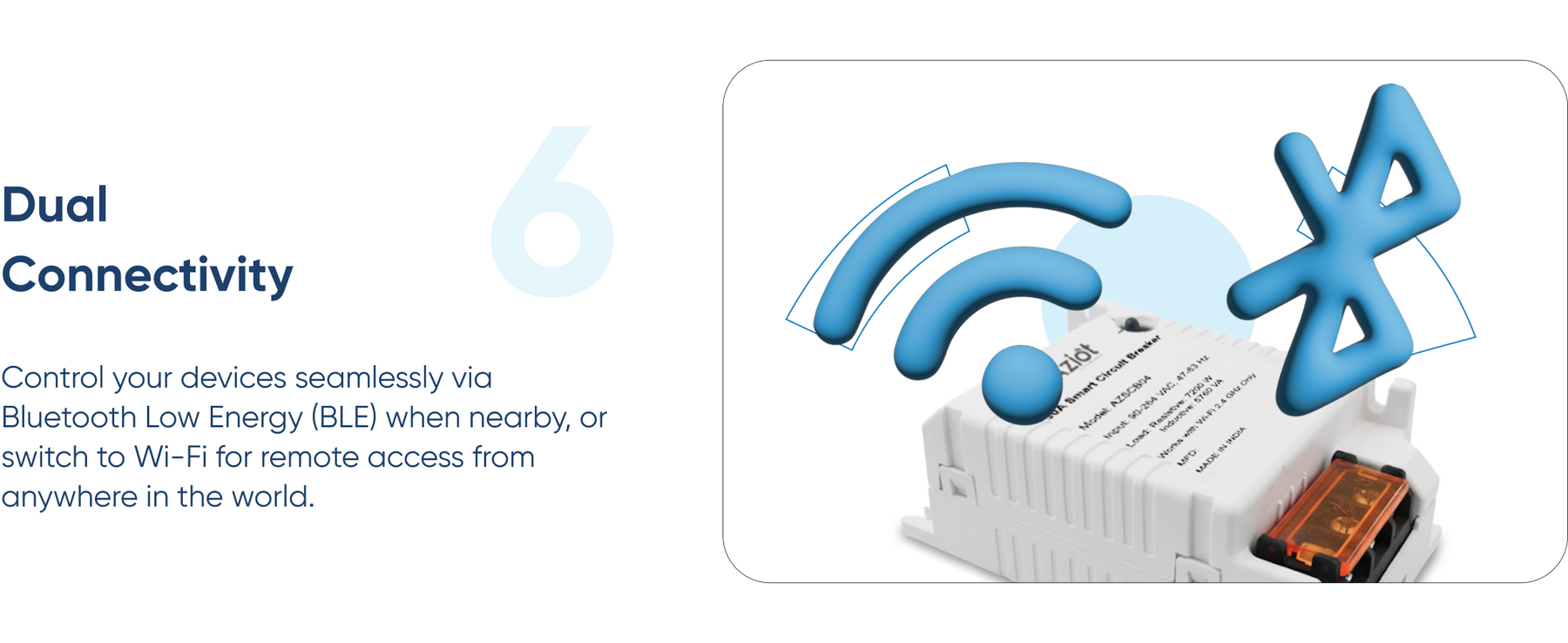 Aziot WiFi + BLE Smart Circuit Breaker - 30Amp, Compatible with Alexa & Google Assistant, Easy Installation, Made in India