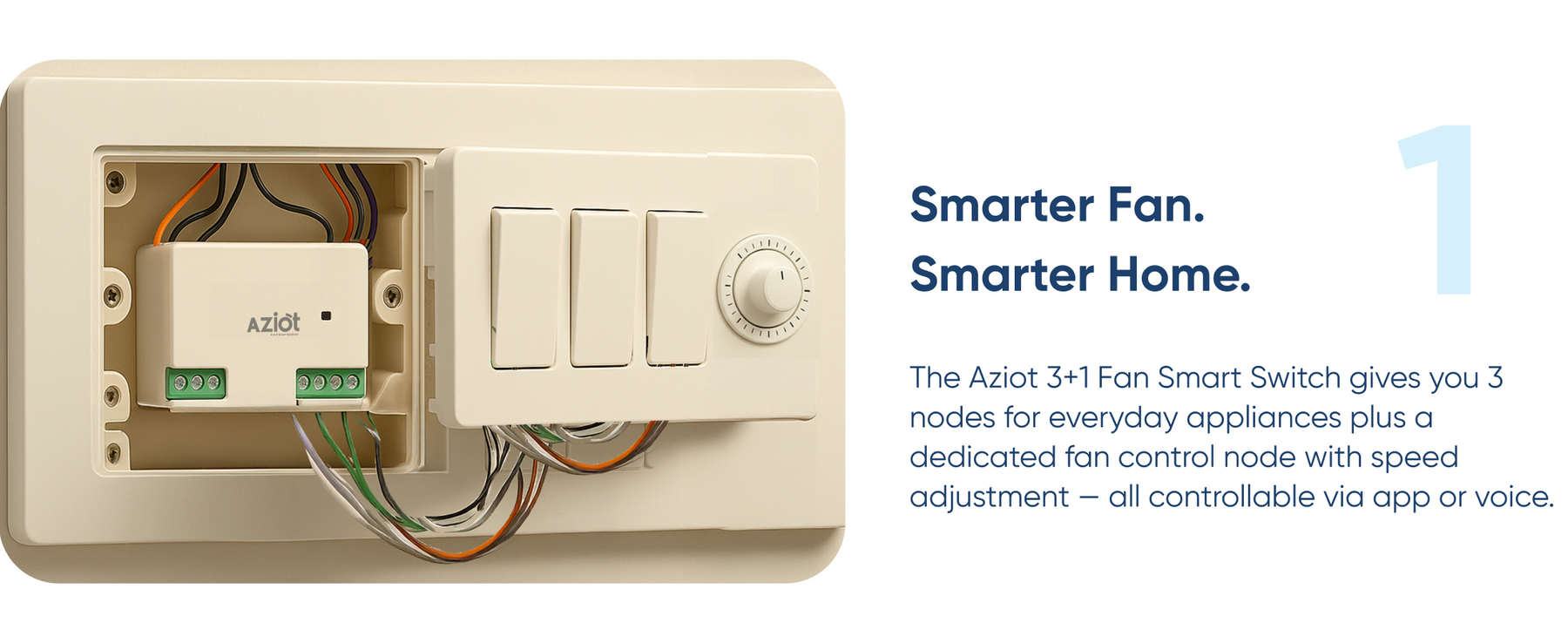 AZIOT 3+1 (Node) Fan Smart Switch - WiFi/Bluetooth Enabled