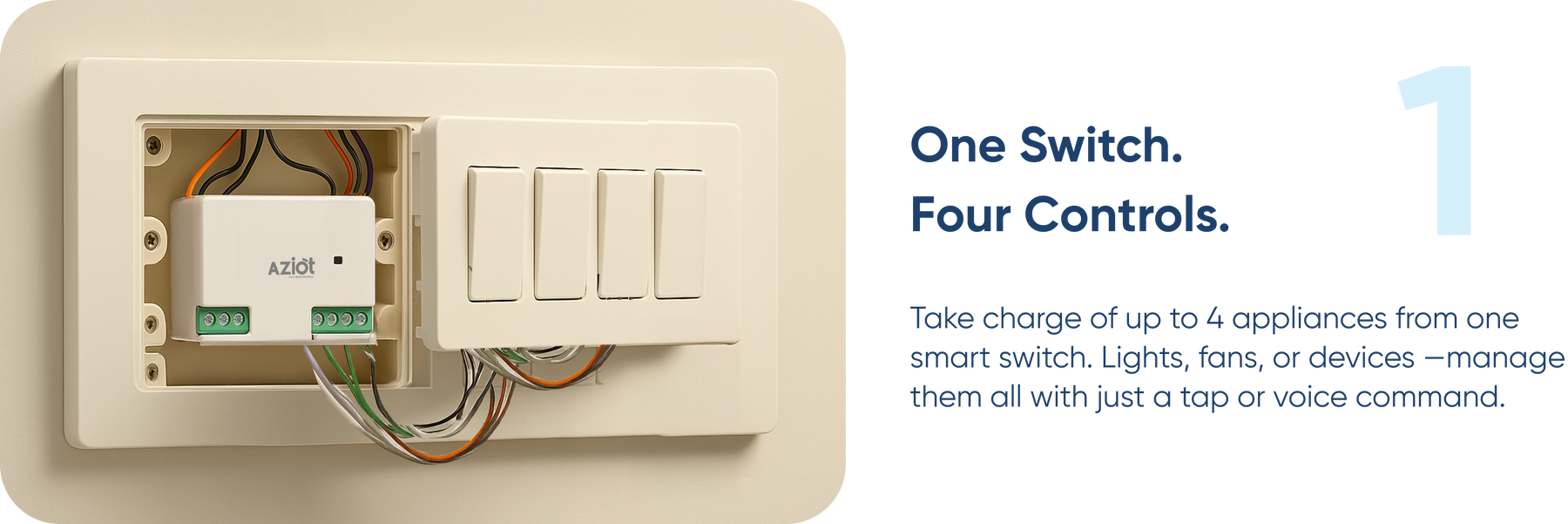 AZIOT 4 Node Smart Switch - WiFi/Bluetooth Enabled