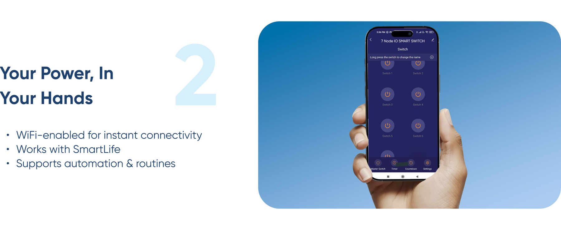 AZIOT 7 Node IO Smart Switch | 6 Normal Loads + 1 x 16A Heavy Load | WiFi + Bluetooth | Dual Power Input (Inverter & Raw) | Timer Function | Voice Control with Alexa & Google | Made in India