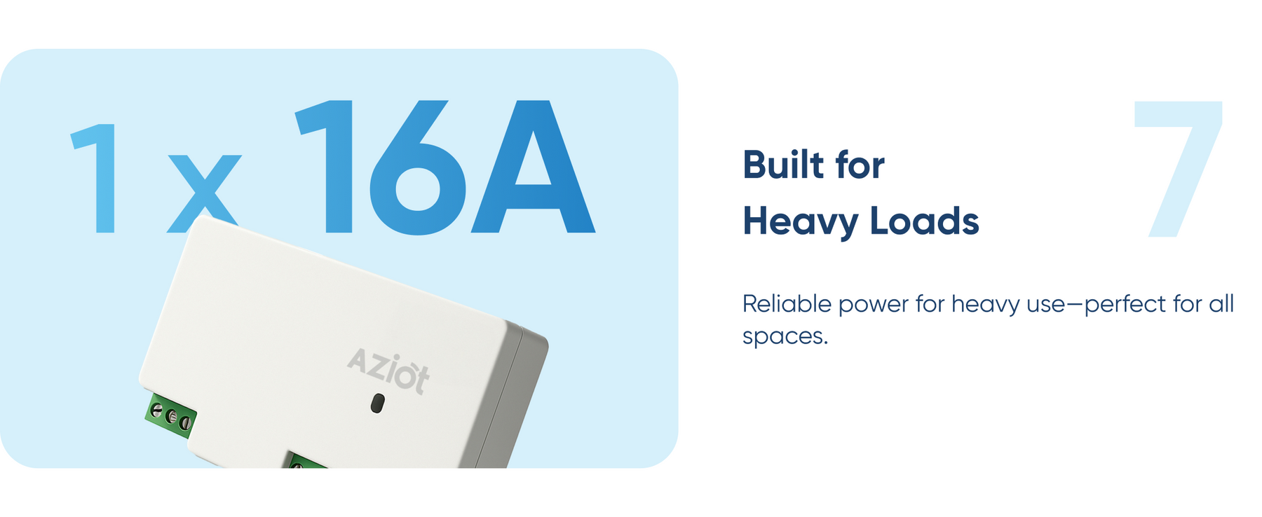 AZIOT 7 Node IO Smart Switch | 6 Normal Loads + 1 x 16A Heavy Load | WiFi + Bluetooth | Dual Power Input (Inverter & Raw) | Timer Function | Voice Control with Alexa & Google | Made in India
