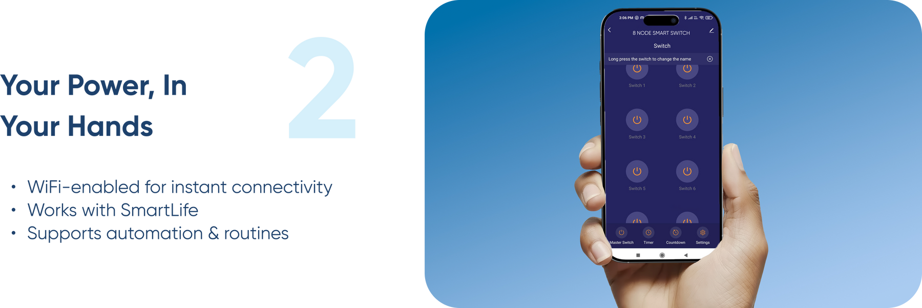 AZIOT 8 Node Smart Switch - WiFi/Bluetooth Communication - Made in India - Timer Function - Voice Command (8 Node)
