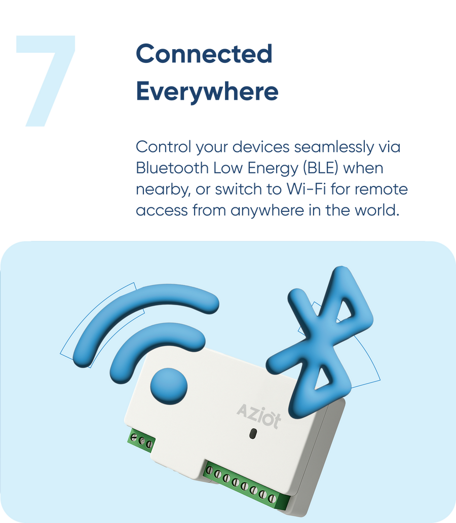 AZIOT 8 Node Smart Switch - WiFi/Bluetooth Communication - Made in India - Timer Function - Voice Command (8 Node)