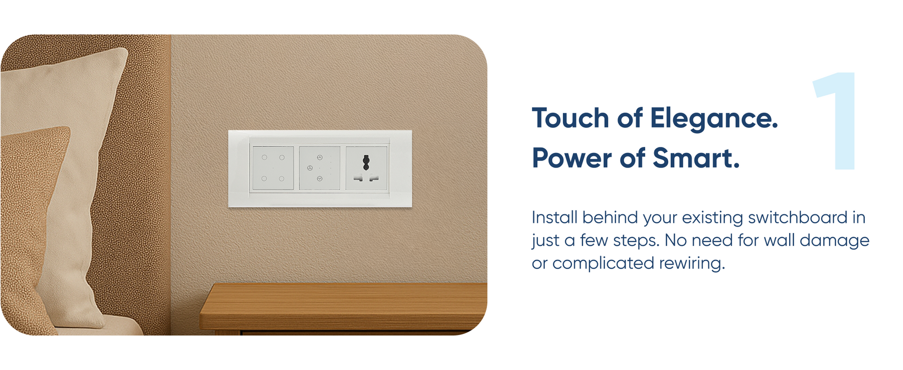 Aziot 6 Module Switch Board Plate | Smart 4 Touch, Fan Touch SW & Socket