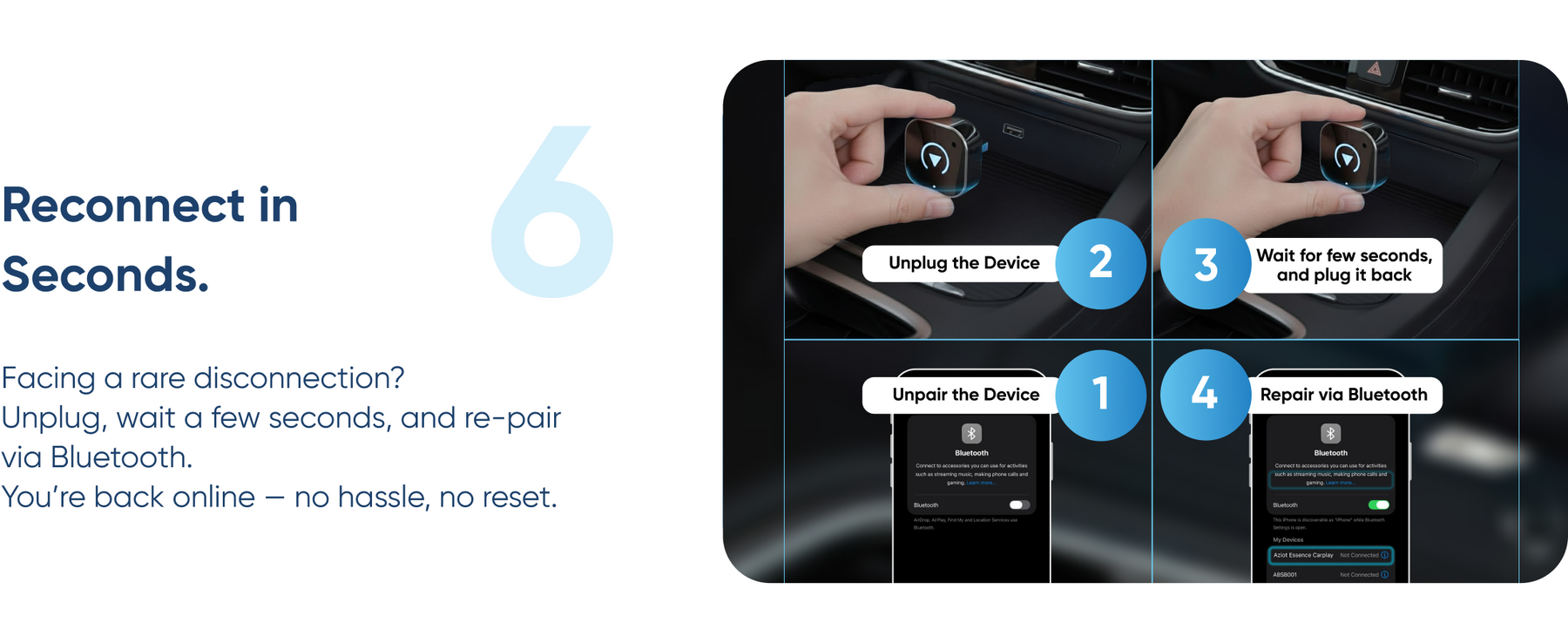 AZIOT Elevate 2-in-1 Wireless Car Adapter, Convert Wired Android Auto & Apple CarPlay to Wireless, Plug & Play Bluetooth Receiver, LagFree, OTA Updates, USB-A & USB-C