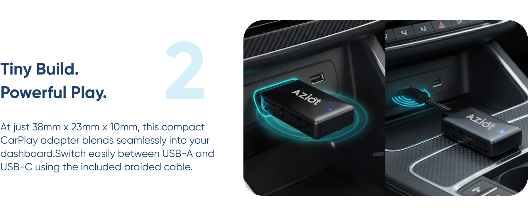 AZIOT Essence 2-in-1 Wireless Car Adapter, Convert Wired Android Auto & Apple CarPlay to Wireless, Plug & Play Bluetooth Receiver, Auto Connect, OTA Updates, USB-A & USB-C