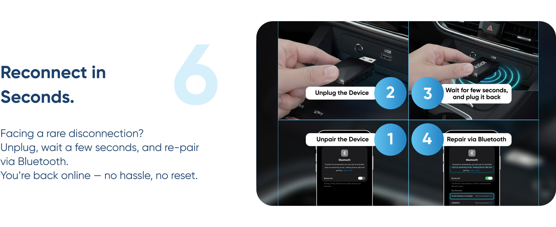 AZIOT Essence 2-in-1 Wireless Car Adapter, Convert Wired Android Auto & Apple CarPlay to Wireless, Plug & Play Bluetooth Receiver, Auto Connect, OTA Updates, USB-A & USB-C