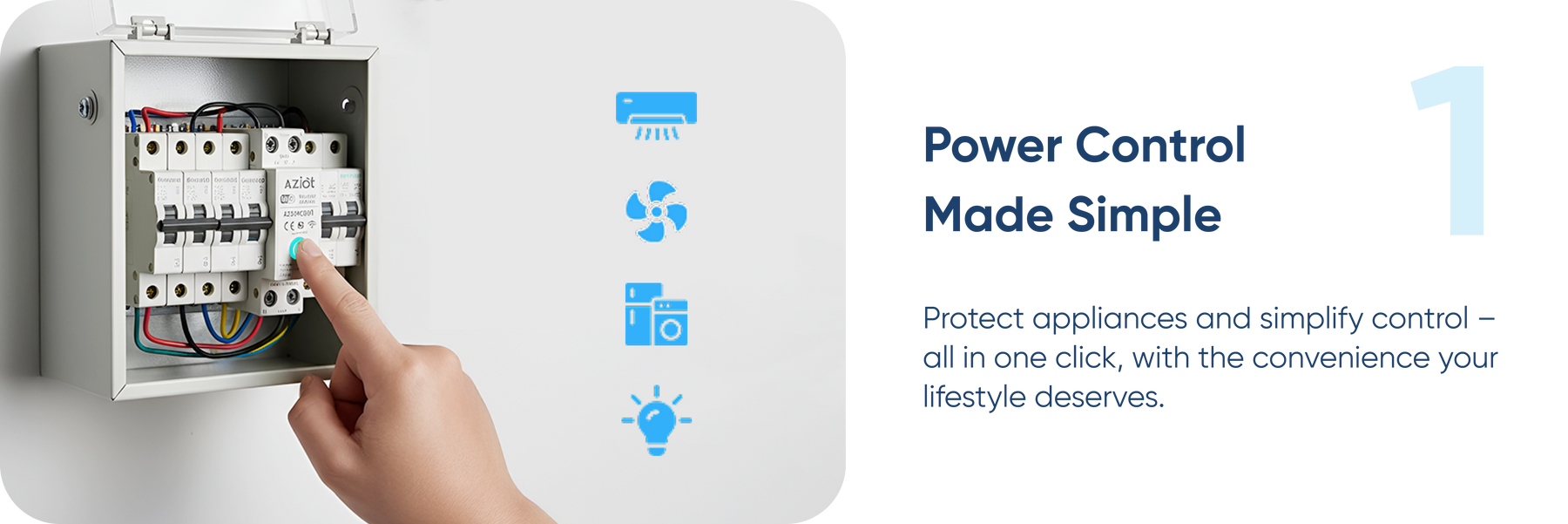 Aziot 1P 63A WiFi Smart Circuit Breaker with Power Monitoring, Remote & Voice Control | Compatible with EV Chargers, Geysers, Water Pumps, Room Heaters, and Heavy-Duty Appliances | SmartLife App