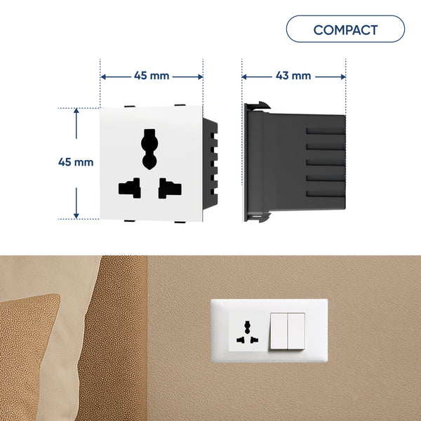 Aziot 6amps Modular Socket (Non-Smart) | Fits Regular Switch Plates