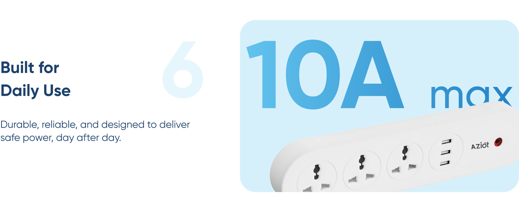 AZIOT 3 Socket + USB Smart Extension - Wifi/Bluetooth Enabled