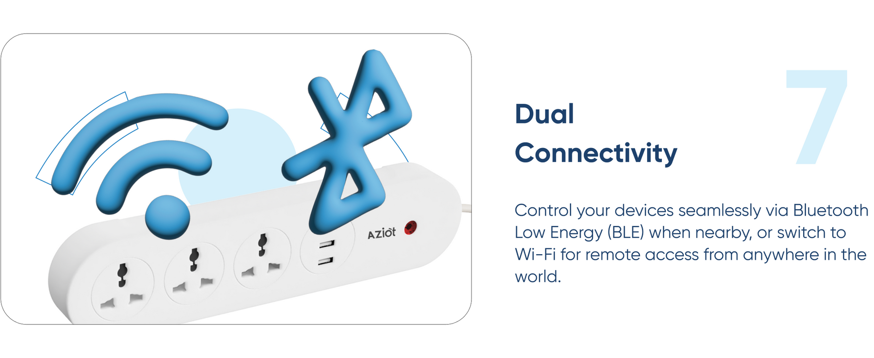 AZIOT 3 Socket + USB Smart Extension - Wifi/Bluetooth Enabled