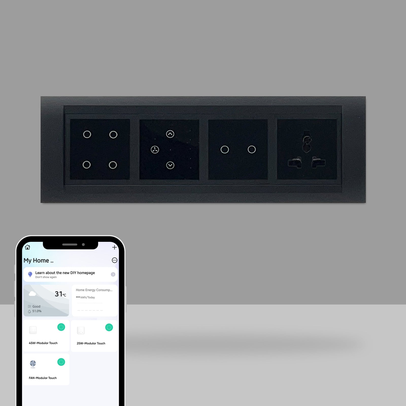 AZIOT 8 module modular smart switch board plate for Indian homes