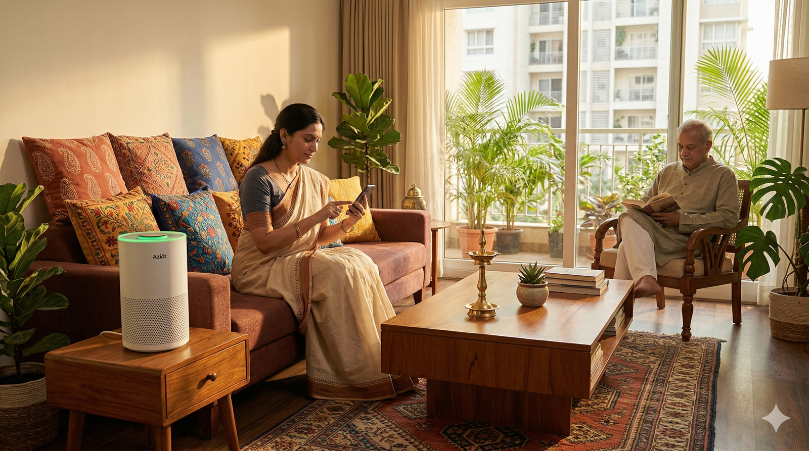 AZIOT Elevate Smart Air Purifier for Home & Office, 4-Stage HEPA H13 Filtration, Covers 465 sq.ft, WiFi App & Voice Control, 99.99% Allergen Removal, 9000 Hrs Filter Life, AQI LED Display, DC Motor by AZIOT