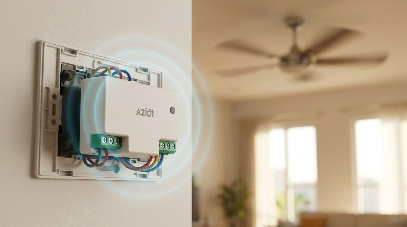 AZIOT fan smart switch making a ceiling fan smart in an Indian home