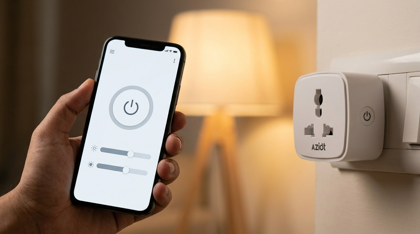 Controlling an AZIOT smart plug through a smart home app on a phone