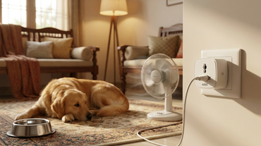 AZIOT smart plug keeping a pet comfortable in an Indian home