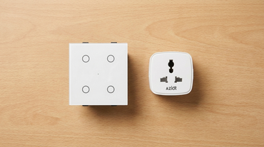 AZIOT smart touch switch and smart plug arranged neatly — a correct smart home setup