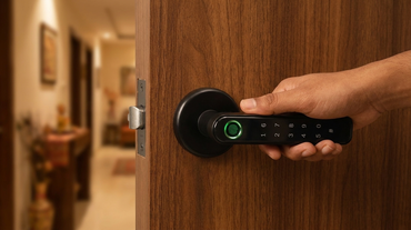 AZIOT Bluetooth smart handle door lock on a home door — choosing the right smart lock