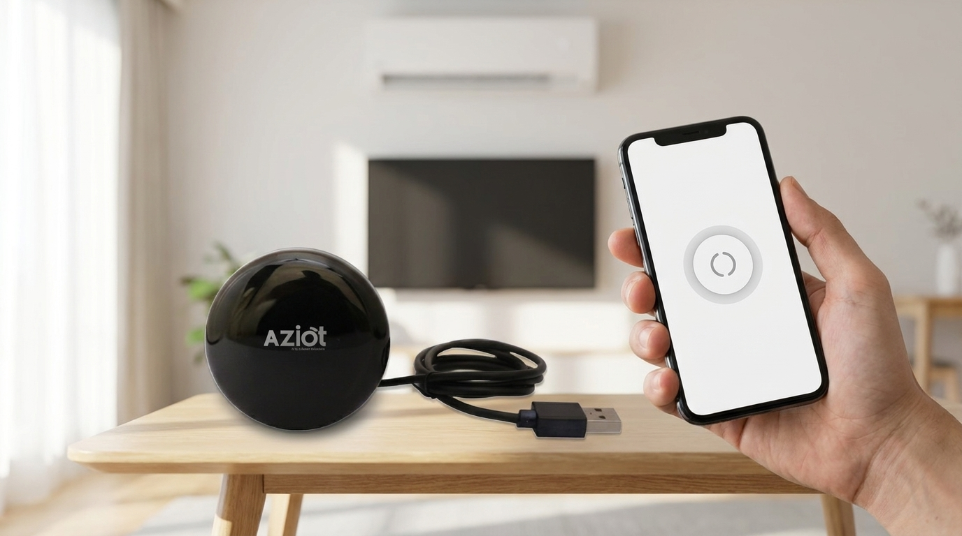 Setting up an AZIOT IR Blaster with a phone to pair a TV and AC