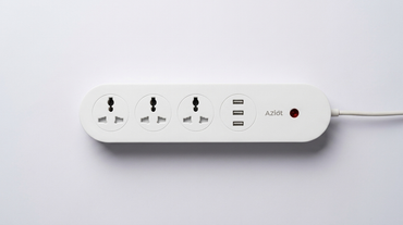 AZIOT 3 socket USB smart extension board flat lay comparison