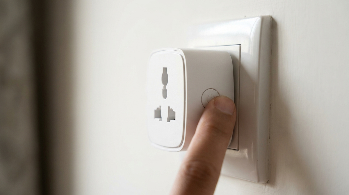 AZIOT smart socket plug close up in a wall socket