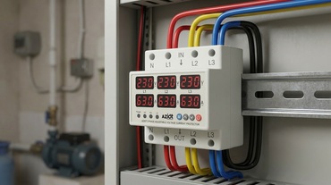 AZIOT 3-phase voltage protector in a villa or shop distribution panel