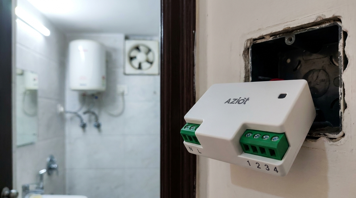 AZIOT 4 node plus 16A smart switch for bathroom geyser and exhaust automation