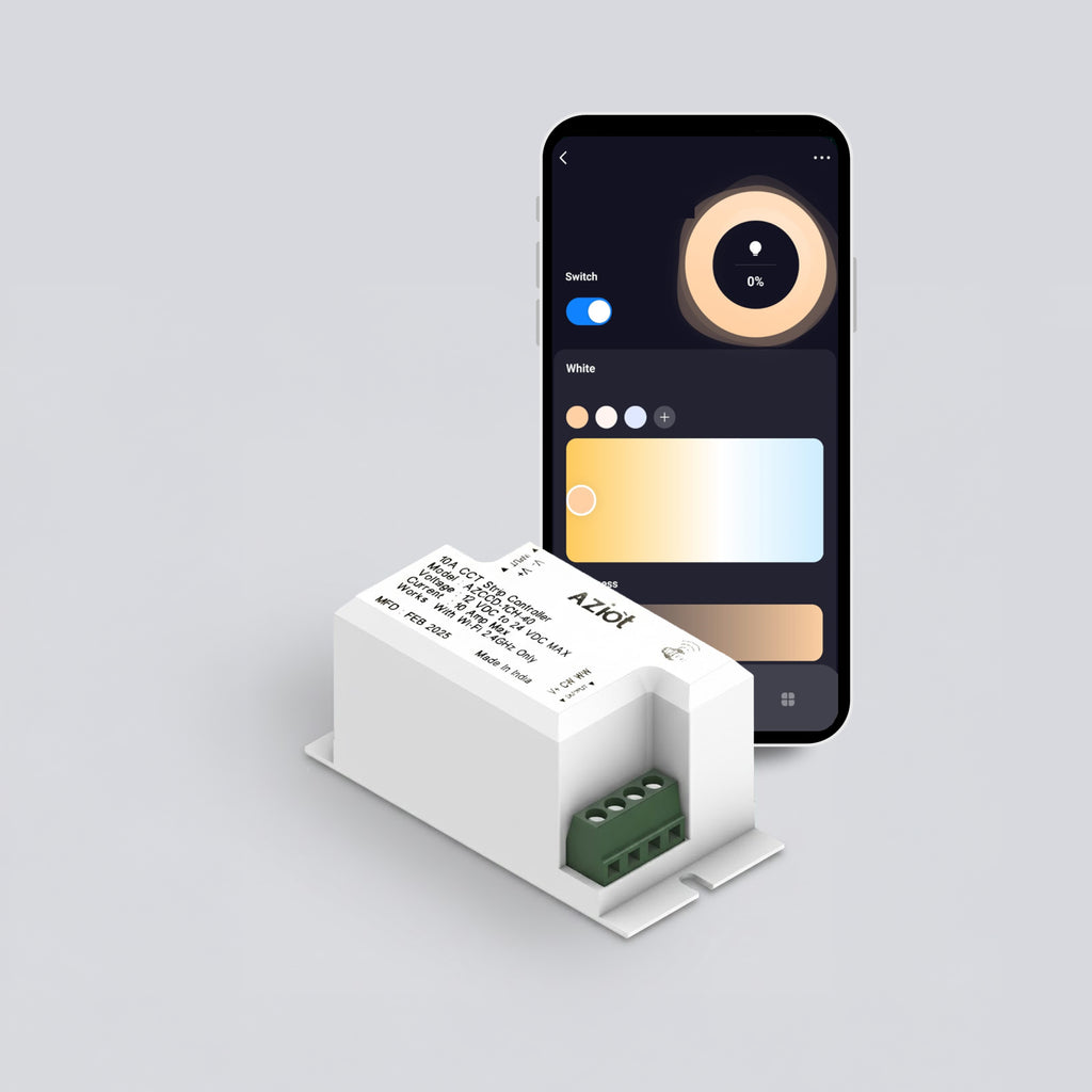 AZIOT 10A Smart CCT LED Strip Light Controller | WiFi | 12V-24VDC – Aziot
