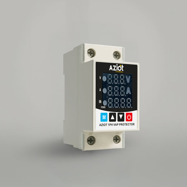 Aziot Adjustable Voltage & Current Protector | Single-Phase 230V | Voltage, Current and Power Display | 63A | Auto Reset & Delay Settings