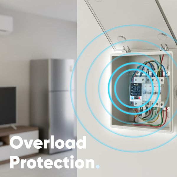 Aziot Adjustable Voltage & Current Protector | Single-Phase 230V | Voltage, Current and Power Display | 63A | Auto Reset & Delay Settings