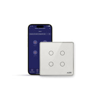 AZIOT Smart Premium Toughened Glass Touch Switch Panel | Elevate 2 Module 4 Switch | WiFi + BLE | No Hub Required | Works with Alexa, Google Assistant & Siri