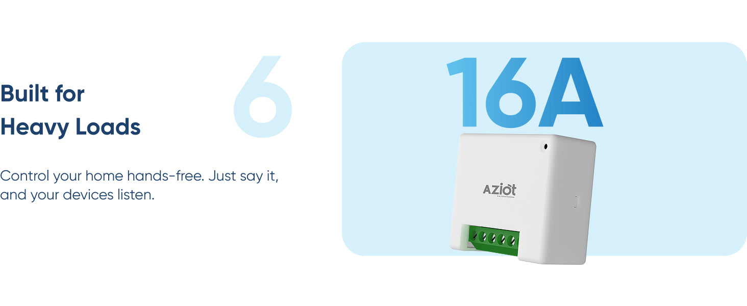 AZIOT 1 Node 16A Smart Switch with Energy Monitoring | WiFi + Bluetooth Smart Relay Switch | Timer & Schedule Function | Compatible with Alexa & Google Home | Made in India