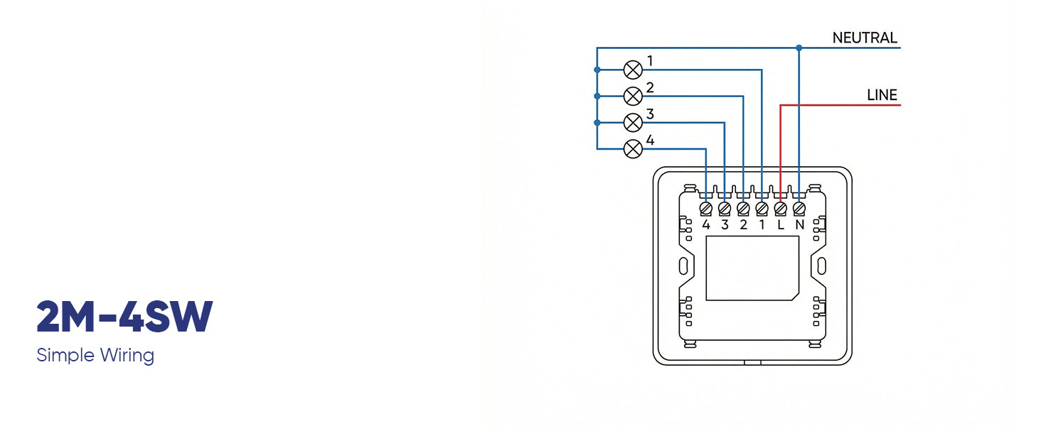 AZIOT Smart Premium Toughened Glass Touch Switch Panel | Elevate 2 Module 4 Switch | WiFi + BLE | No Hub Required | Works with Alexa, Google Assistant & Siri
