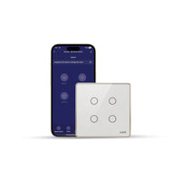 AZIOT Smart Premium Toughened Glass Touch Switch Panel | Elevate 2 Module 4 Switch | WiFi + BLE | No Hub Required | Works with Alexa, Google Assistant & Siri