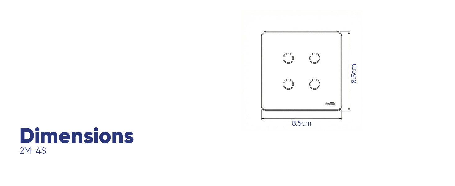 AZIOT Smart Premium Toughened Glass Touch Switch Panel | Elevate 2 Module 4 Switch | WiFi + BLE | No Hub Required | Works with Alexa, Google Assistant & Siri