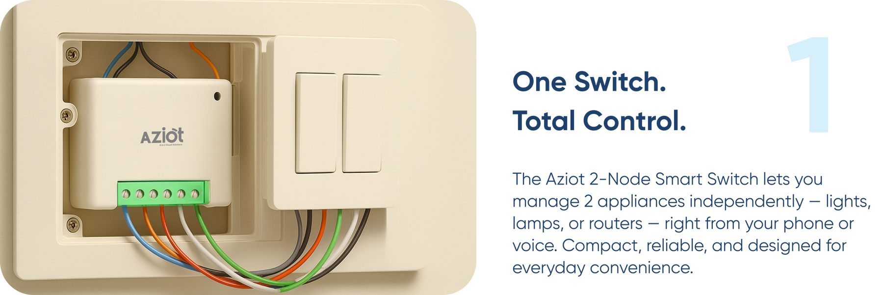 AZIOT 2 Node Smart Switch- WiFi/Bluetooth enabled