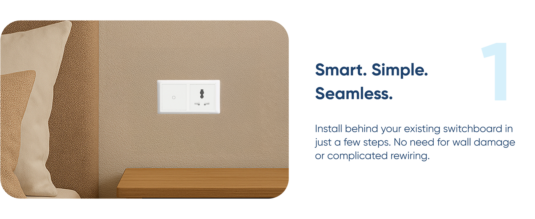 AZIOT SMART MODULAR 1 GANG TOUCH SWITCH (25 amps)- WiFi/Bluetooth