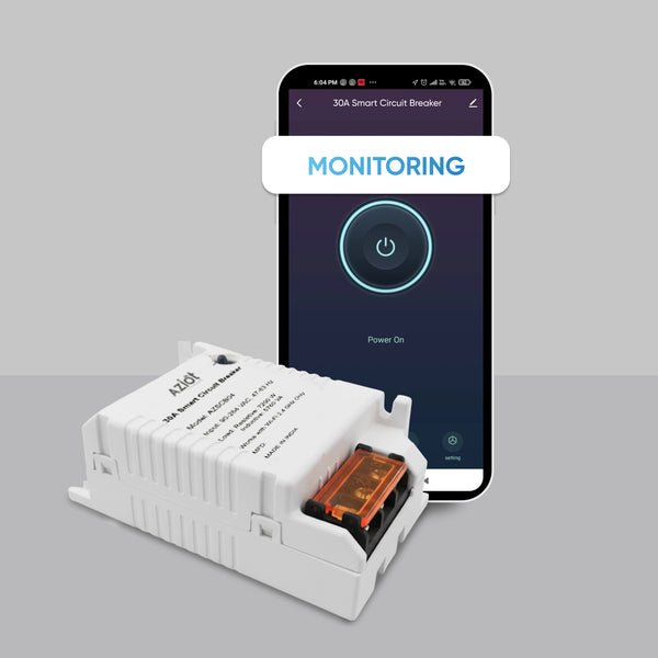 30Amp with Energy Monitoring WiFi + BLE Smart Circuit Breaker – Mobile App Control, Alexa & Google Assistant Compatible, Easy Installation, Made in India