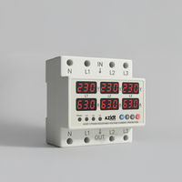 AZIOT 3-Phase Automatic Over/Under Voltage Protector 63A, 230VAC – Overcurrent, Phase-Loss & Imbalance Protection with Auto-Reconnect Function