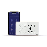 AZIOT Smart Premium Toughened Glass Touch Switch Panel | Elevate 4 Module (2 Switch + Fan + Socket) | WiFi + BLE | No Hub Required | Works with Alexa, Google Assistant & Siri | Black