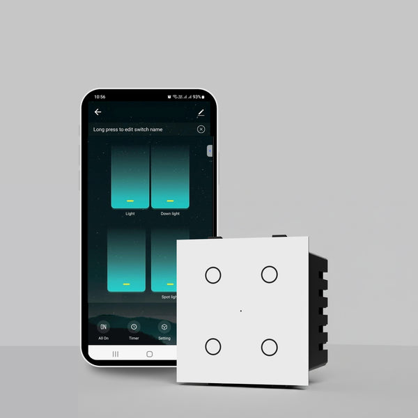 AZIOT SMART MODULAR 4 GANG TOUCH SWITCH (6 amps each)- WiFi/Bluetooth