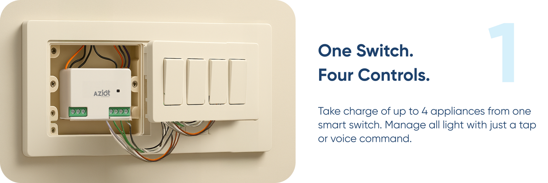 AZIOT 4 Node Smart Switch - WiFi/Bluetooth Enabled