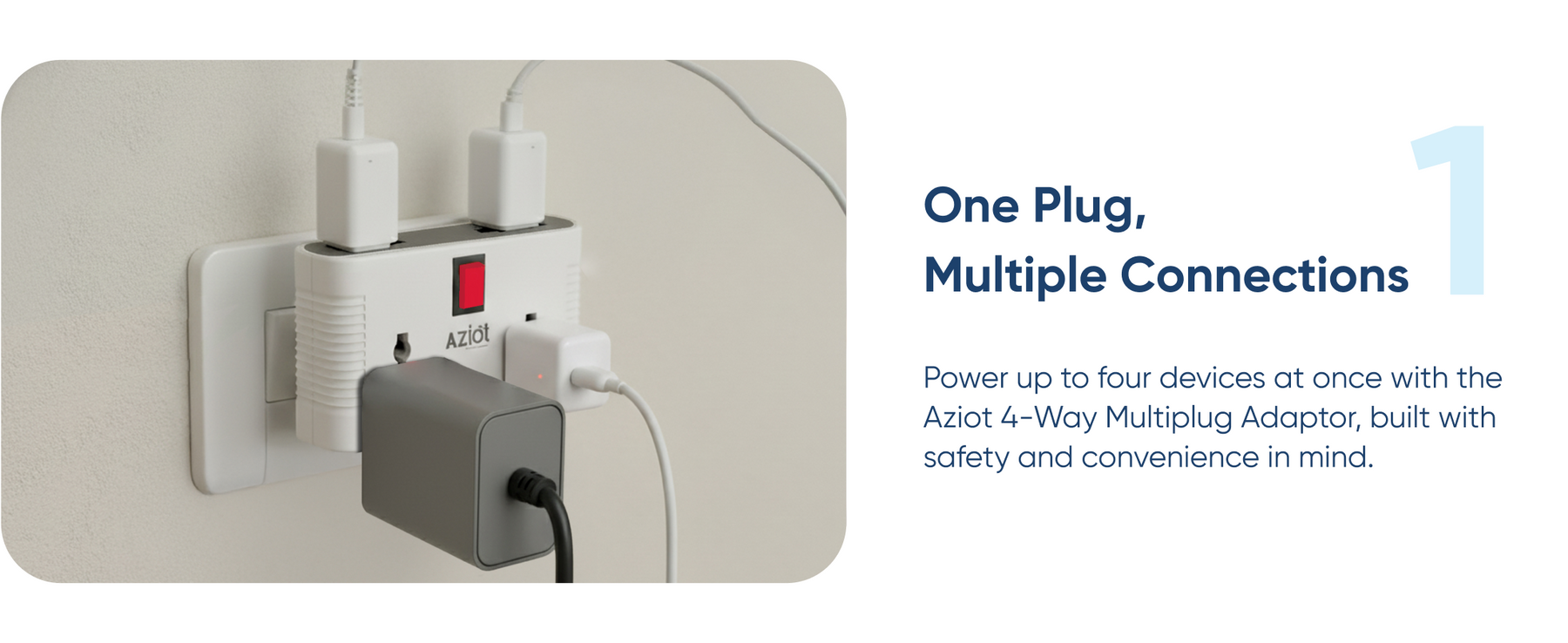 Aziot (6 amps) 4 Way Smart Multi-Plug Adaptor (WiFi+BLE)