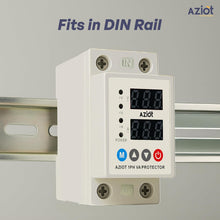 AZIOT Automatic Over & Under Voltage Protector 40A | Adjustable Voltage & Reconnect Delay Settings | LED Display | Single Phase 230V | Auto Recovery Protection | DIN Rail Mounted for Home & Office